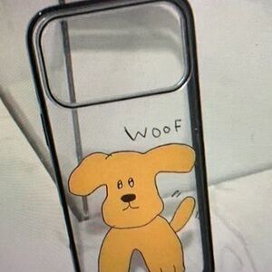 SHEIN Transparent Phone Case with Yellow Dog and Black Border